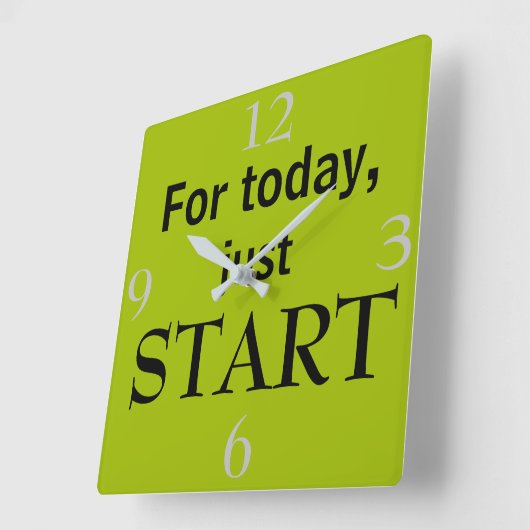 今日はSTARTカッコいいやる気を起こさせる引用文 スクエア壁時計 (傾斜)