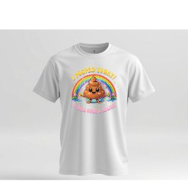 今日もうんちが出ました レインボー カートゥーン ユーモア デザイン Tシャツ