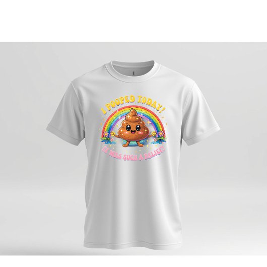今日もうんちが出ました レインボー カートゥーン ユーモア デザイン Tシャツ