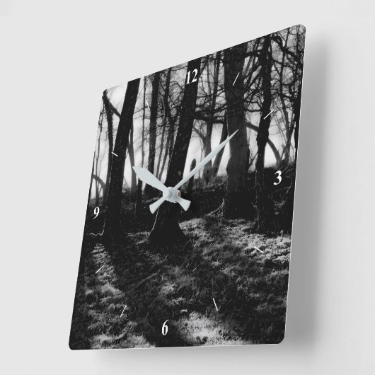今日もしは森に行って… スクエア壁時計 (傾斜)