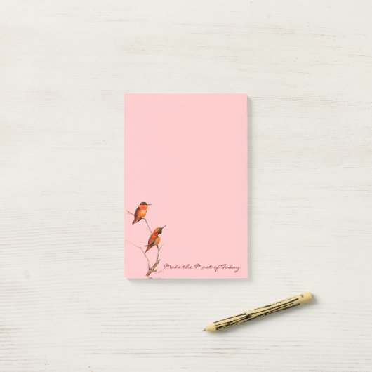 今日をできるだけ利用して下さい: Rufousハチドリの芸術 ポストイット (デスク上)