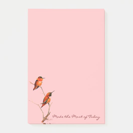 今日をできるだけ利用して下さい: Rufousハチドリの芸術 ポストイット (正面)