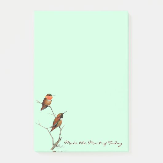 今日をできるだけ利用して下さい: Rufousハチドリの芸術 ポストイット (正面)