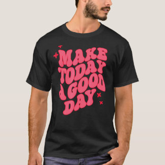 今日を良い日にするレトロGroovy幸せな顔Wome Tシャツ