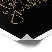 今日を輝く書道モダンブラック&金ゴールド ポスター (角)