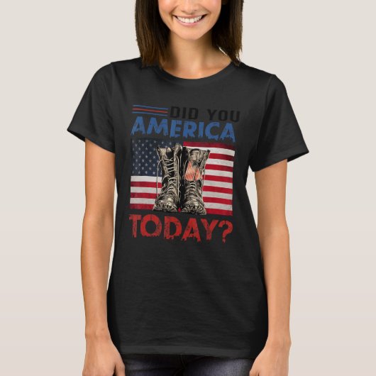 今日アメリカは獣医のアメリカ国旗を立てたか Tシャツ (正面)