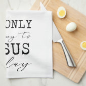 今日イエスと話しているだけ信仰おもしろいキッチン キッチンタオル (四つ折り)