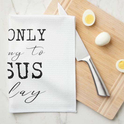 今日イエスと話しているだけ信仰おもしろいキッチン キッチンタオル (四つ折り)