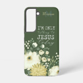 今日イエスと話しているだけ緑の白フローラ SAMSUNG GALAXYケース (裏面)