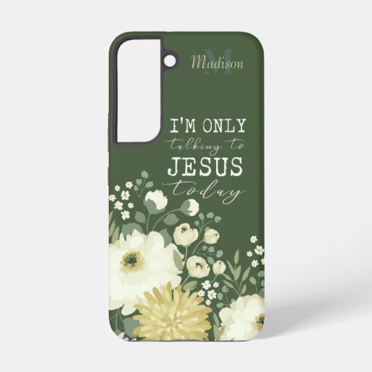 今日イエスと話しているだけ緑の白フローラ SAMSUNG GALAXYケース (裏面)