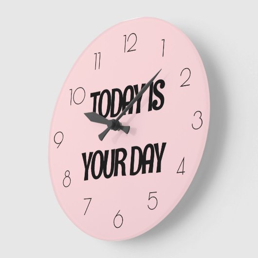 今日ガーリーのソフトピンクはあなたの日の引用文 ラージ壁時計 (傾斜)