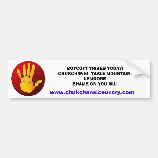 今日ボイコットの種族! CHUKCHANSI、… バンパーステッカー (正面)