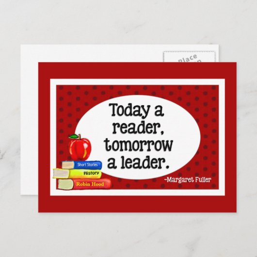 今日リーダー明日リーダー赤水玉模様 ポストカード (正面/裏面)