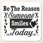 今日人がギフトボックスをスマイルする理由である スクエアペーパーコースター (正面)