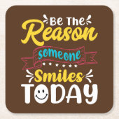 今日人がスマイルする理由感動的 スクエアペーパーコースター (正面)