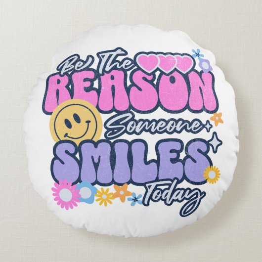 今日人がスマイルする ラウンドクッション (正面)