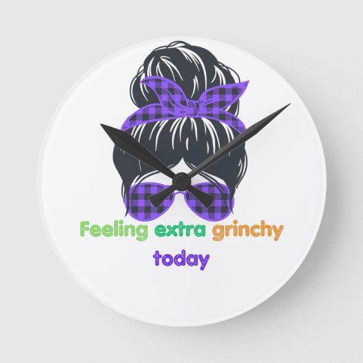 今日感じの余分な歯ごたえ ラウンド壁時計 (正面)