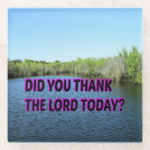 今日感謝してい主様は？ ガラスコースター (正面)