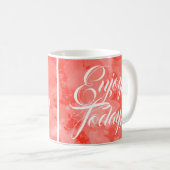 今日楽しむかわいいオレンジ色やる気を起こさせる コーヒーマグカップ (正面右)