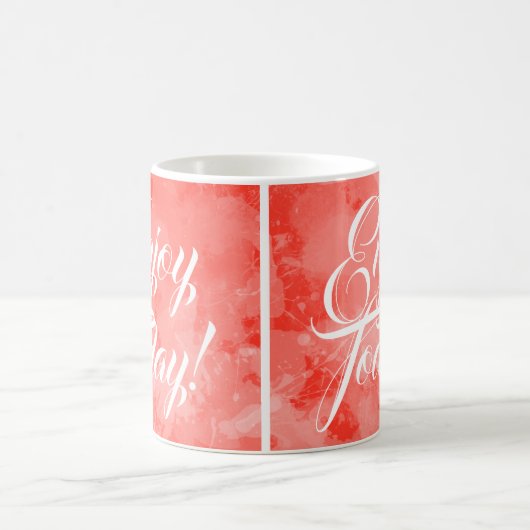 今日楽しむかわいいオレンジ色やる気を起こさせる コーヒーマグカップ (中央)