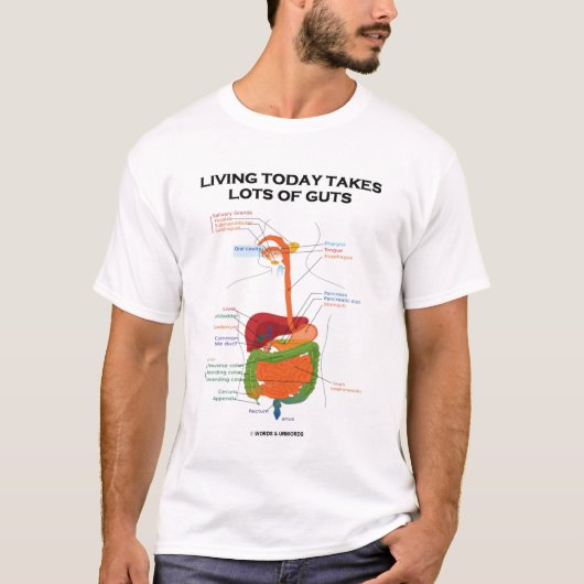 今日生存は取ります内臓(消化系)の多くを Tシャツ (正面)