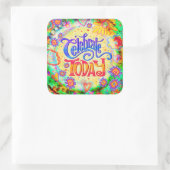 今日祝のおもしろいカラフル吸光度誕生日 スクエアシール (バッグ)