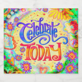 今日祝のおもしろいカラフル吸光度誕生日 スパークリングワインラベル (シングルラベル)