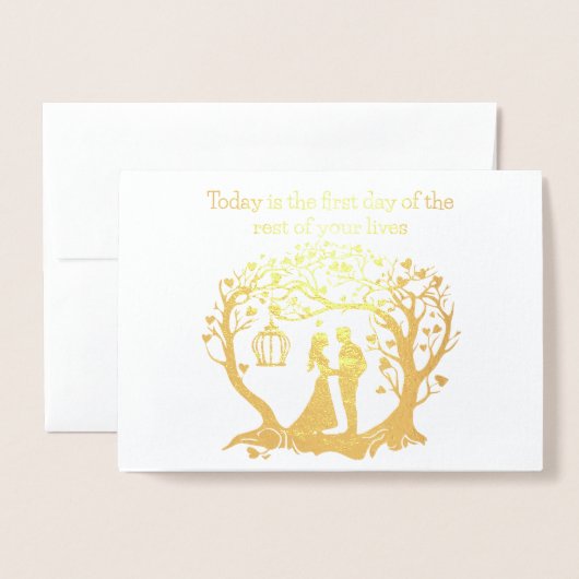 今日結婚のカードは残りの部分の初日だ 箔カード (封筒付き正面)