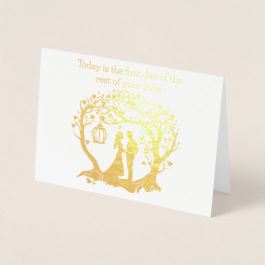 今日結婚のカードは残りの部分の初日だ 箔カード (正面)