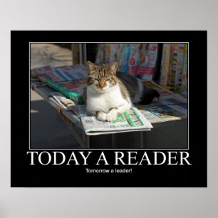 今日読者猫のアートワーク ポスター