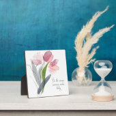 今日誰かが笑顔になる理由に ピンクの花 フォトプラーク (インサイチュ)