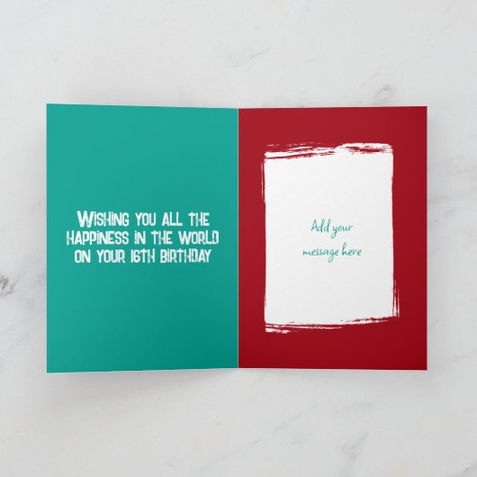 今日16彼の赤い緑の誕生日の写真を追加 カード (内部)