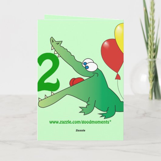 今日2はだれであるか見て下さい! かわいいワニの誕生日カード カード (裏面)