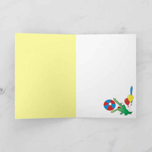 今日3はだれであるか見て下さい! かわいいワニの誕生日カード カード (内部)