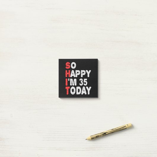 今日35thの誕生日ギフトのアイディアで幸せおもしろい ポストイット (デスク上)
