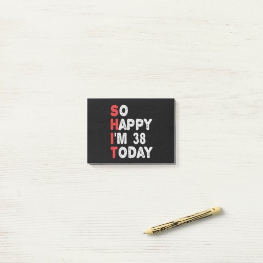 今日38thの誕生日ギフトのアイディアで幸せおもしろい ポストイット (デスク上)