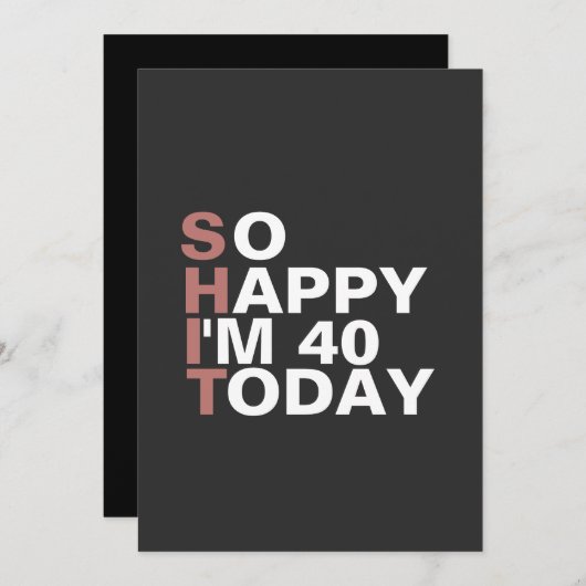 今日40歳の誕生日ギフトでおもしろいすね 招待状 (正面/裏面)