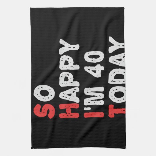 今日40thの誕生日ギフトのアイディアで幸せおもしろい キッチンタオル (縦)