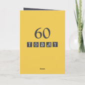 今日60灰色の黄色60歳の誕生日 カード (裏面)