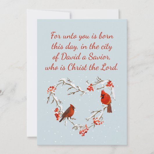「今日、あなたがたのために、救い主がお生まれになった。」ルカの福音書2:11 カード (正面)