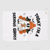 今日、私は深刻な幽霊コーヒーカボチャのハロウィーンだ ゴルフタオル (横)