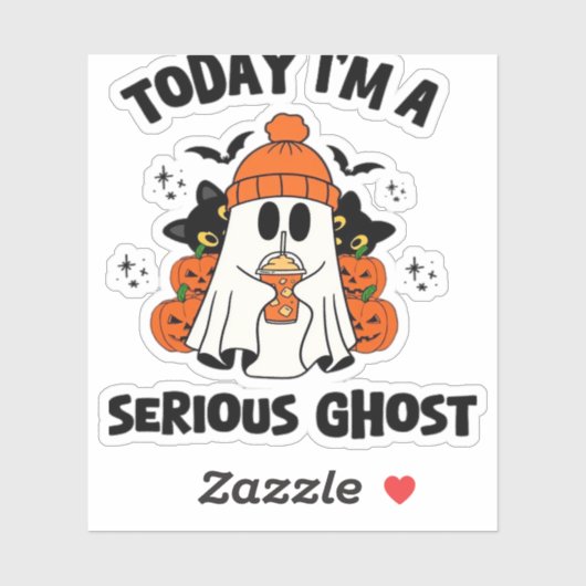 今日、私は深刻な幽霊コーヒーカボチャのハロウィーンだ シール (シート)