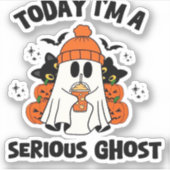 今日、私は深刻な幽霊コーヒーカボチャのハロウィーンだ シール (正面)