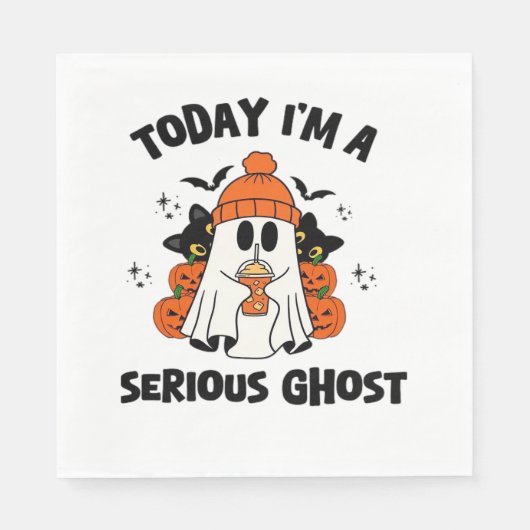今日、私は深刻な幽霊コーヒーカボチャのハロウィーンだ スタンダードランチョンナプキン (正面)