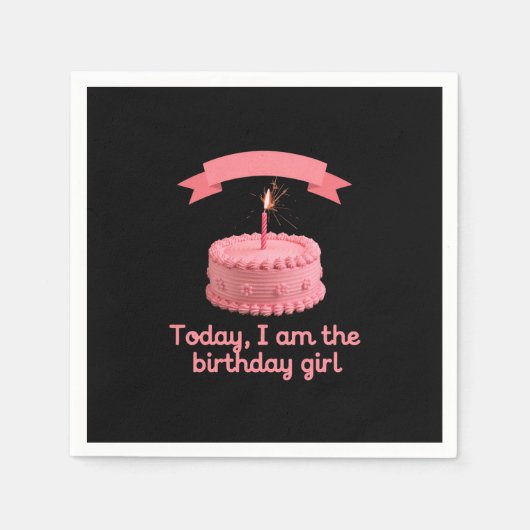 今日、私は誕生日の女の子祝:スタイル スタンダードカクテルナプキン (正面)