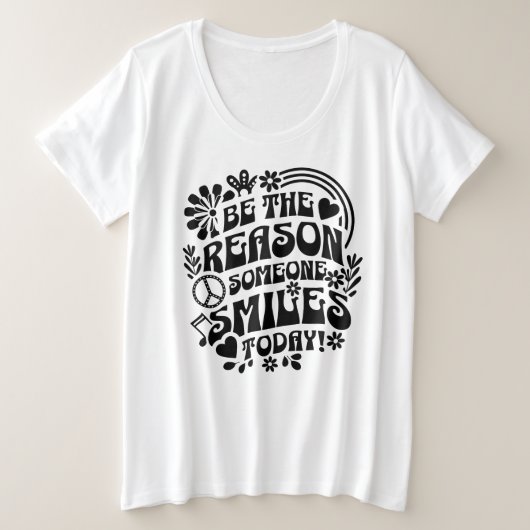 今日Tシャツをスマイルする理由になる プラスサイズTシャツ (デザイン正面)