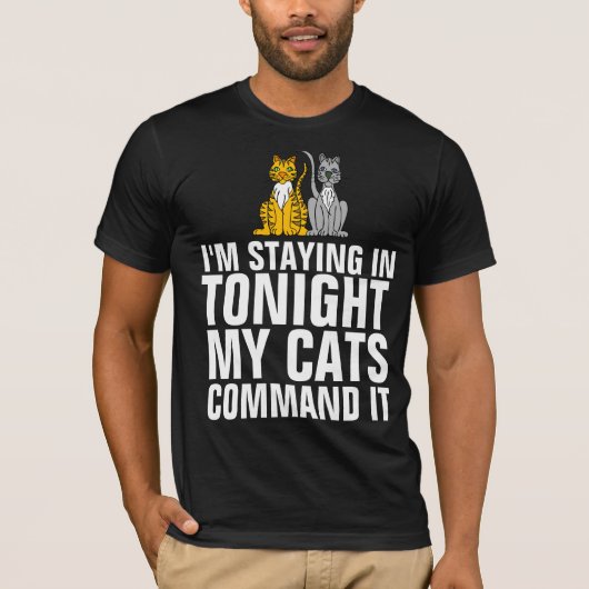 今晩は泊まる猫がTシャツを頼む Tシャツ (正面)