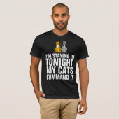 今晩は泊まる猫がTシャツを頼む Tシャツ (正面フル)
