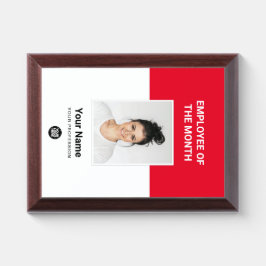 今月のカスタムロゴと写真の赤い社員 表彰プラーク