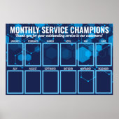 今月のテクノ表示の青い従業員 ポスター (正面)